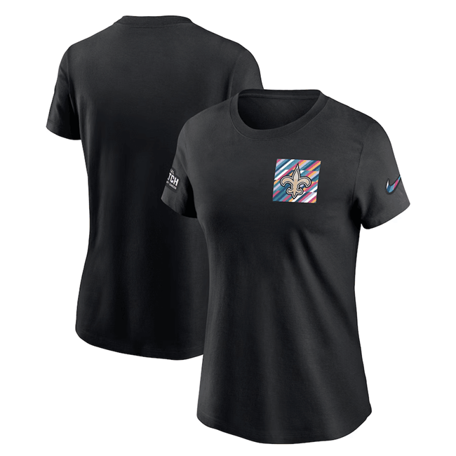 Women's New Orleans Saints Black 2023 Crucial Catch Sideline Tri-Blend T-Shirt(Run Small)